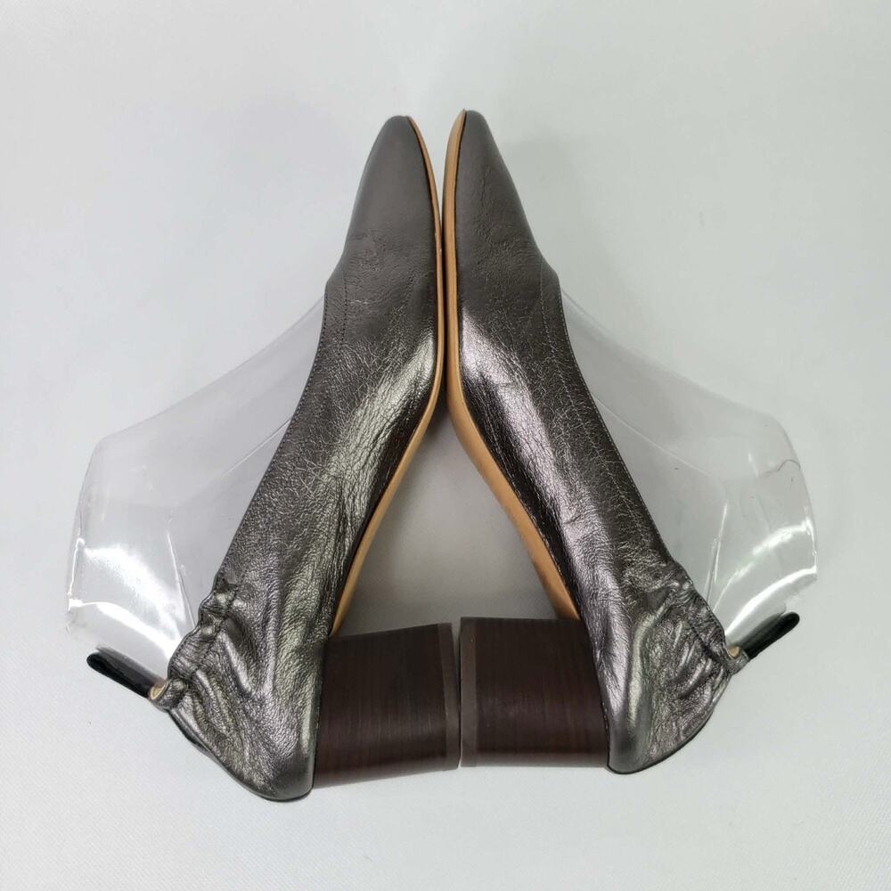 Everlane Women's The Italian Leather Day Block Heel Metallic Grey Size 9.5 - Picture 8 of 10